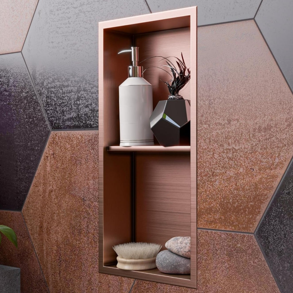 Dual Shelf Rectangular PVD Wall Niche PWD 600V 1 PC By Jayna