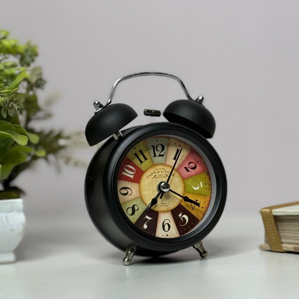 Twin Bell Table Alarm Vintage Clock In Copper & Silver By AK - 1 PC