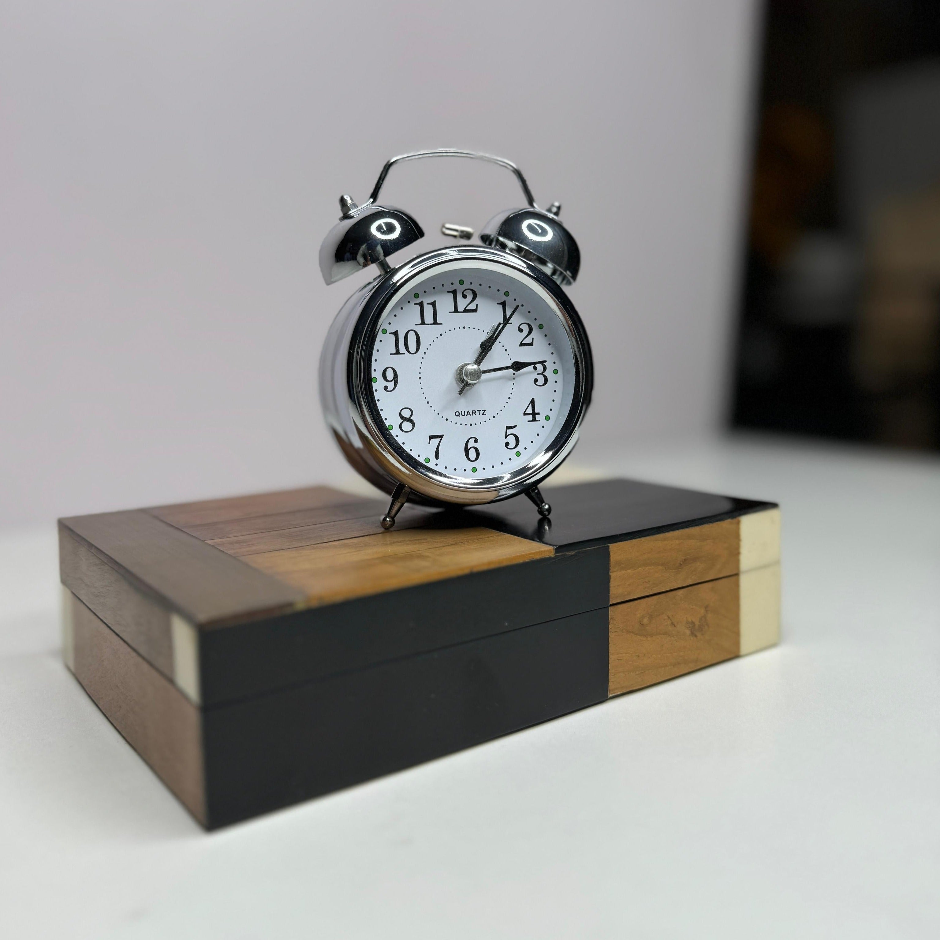 Twin Bell Table Alarm Vintage Clock In Copper & Silver By AK - 1 PC