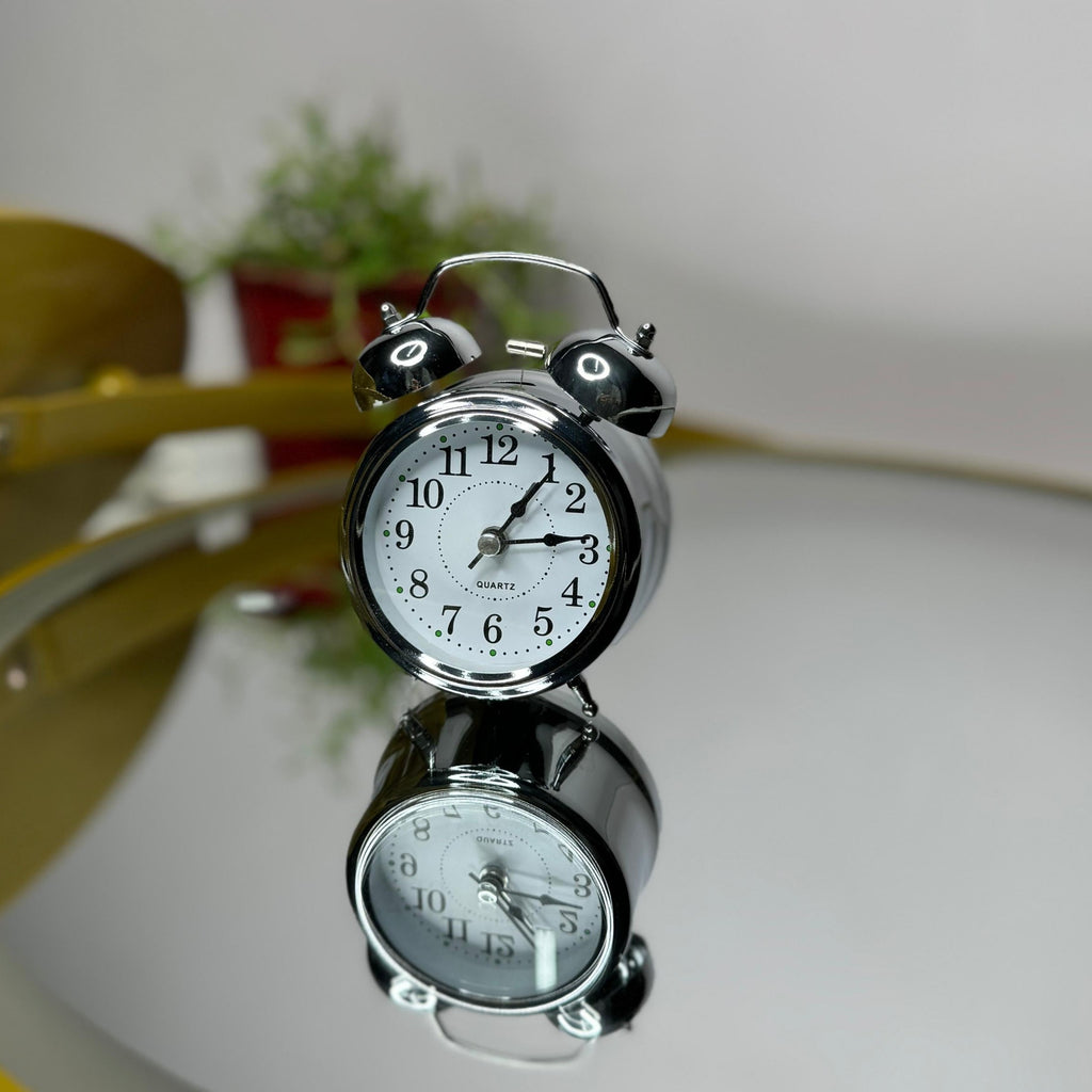 Twin Bell Table Alarm Vintage Clock In Copper & Silver By AK - 1 PC