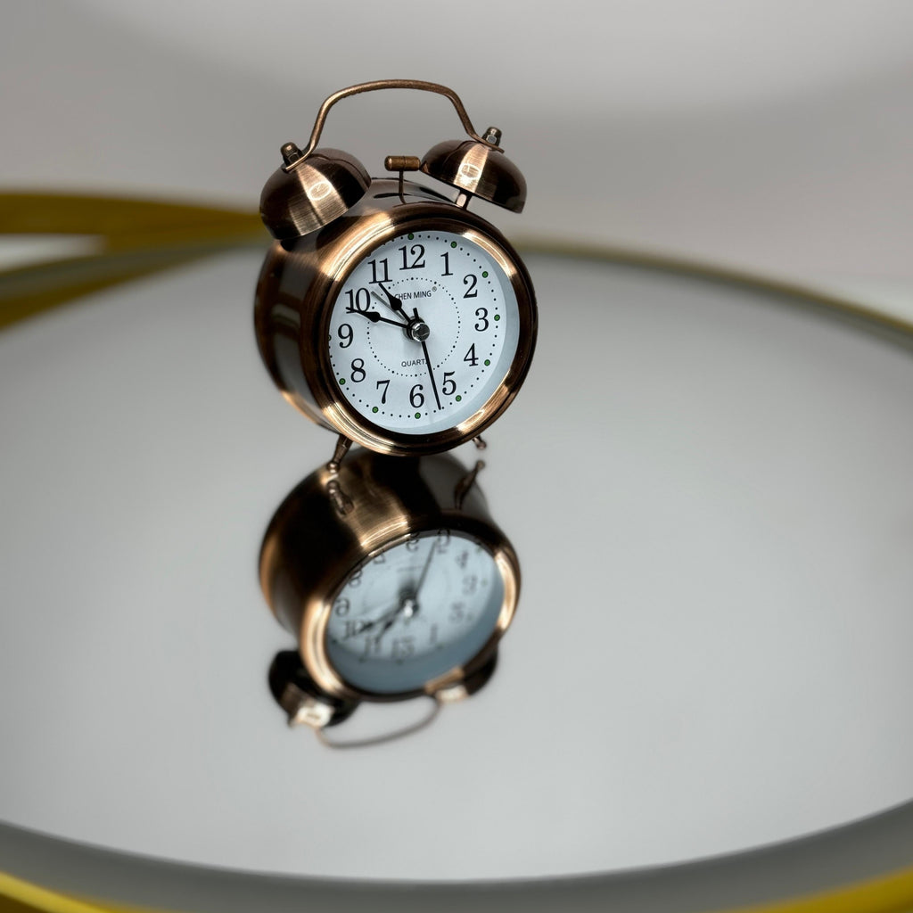 Twin Bell Table Alarm Vintage Clock In Copper & Silver By AK - 1 PC