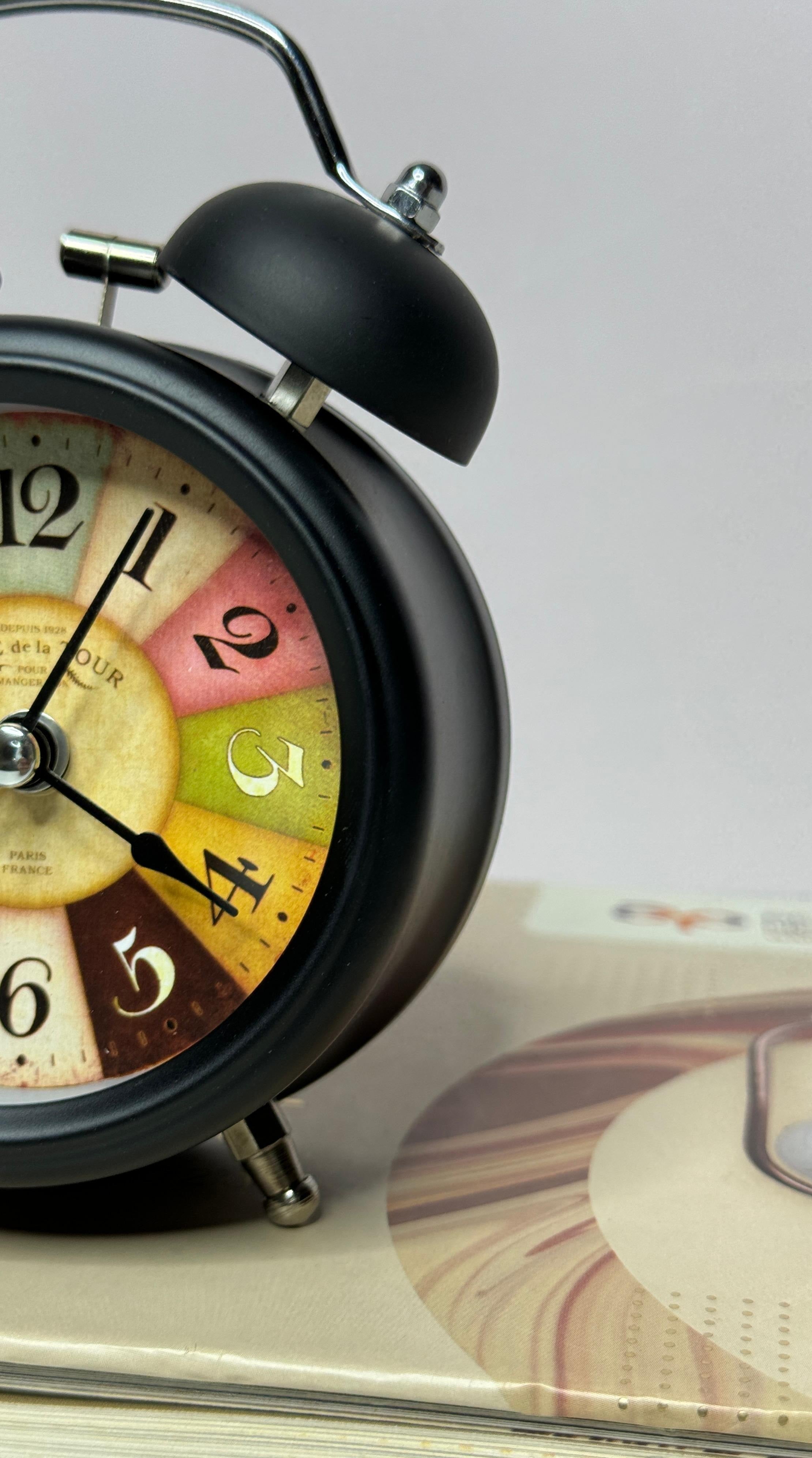 Twin Bell Table Alarm Vintage Clock In Copper & Silver By AK - 1 PC