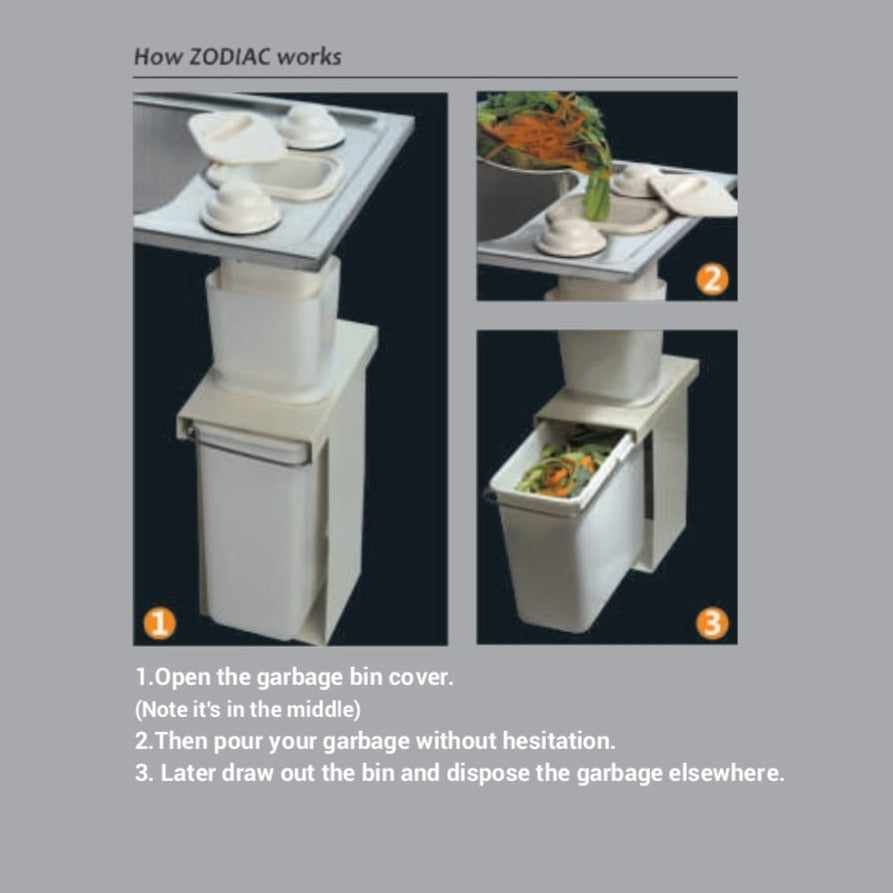 Zodiac Single Bowl Sink Streamlined Waste Management By Jayna