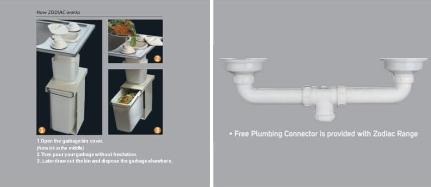 Zodiac Single Bowl Sink Streamlined Waste Management By Jayna