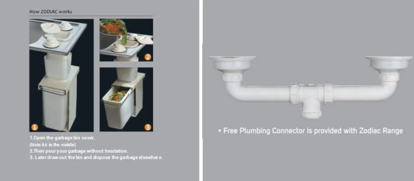 Zodiac Single Bowl Sink With Drain Board Streamlined Waste Management By Jayna