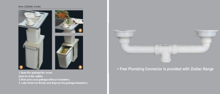 Zodiac Double Bowl Sink With Drain Board Streamlined Waste Management By Jayna