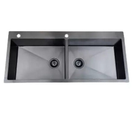 Square Series Luxury PVD Stainless Steel Double Bowl Kitchen Sink By Jayna