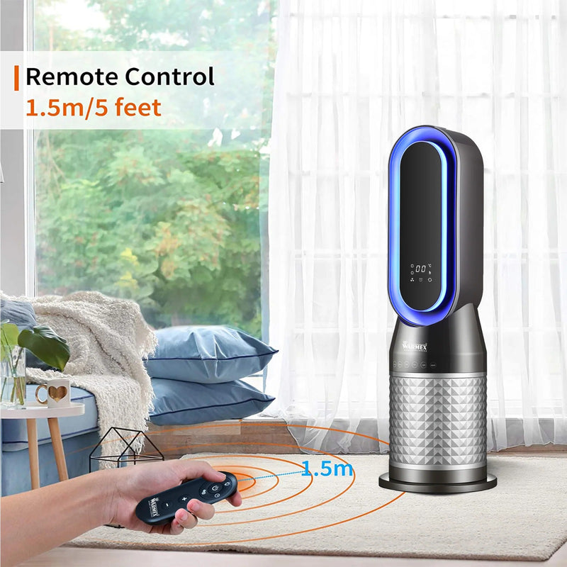 B-PFH 2000 Mood Lighting Bladeless PTC Tower Fan Heater With LED Display By Warmex