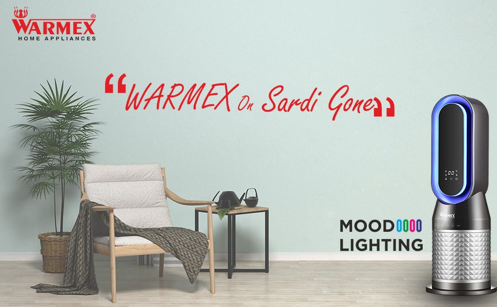 B-PFH 2000 Mood Lighting Bladeless PTC Tower Fan Heater With LED Display By Warmex
