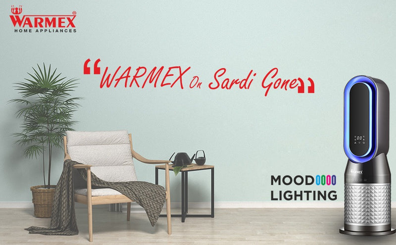 B-PFH 2000 Mood Lighting Bladeless PTC Tower Fan Heater With LED Display By Warmex