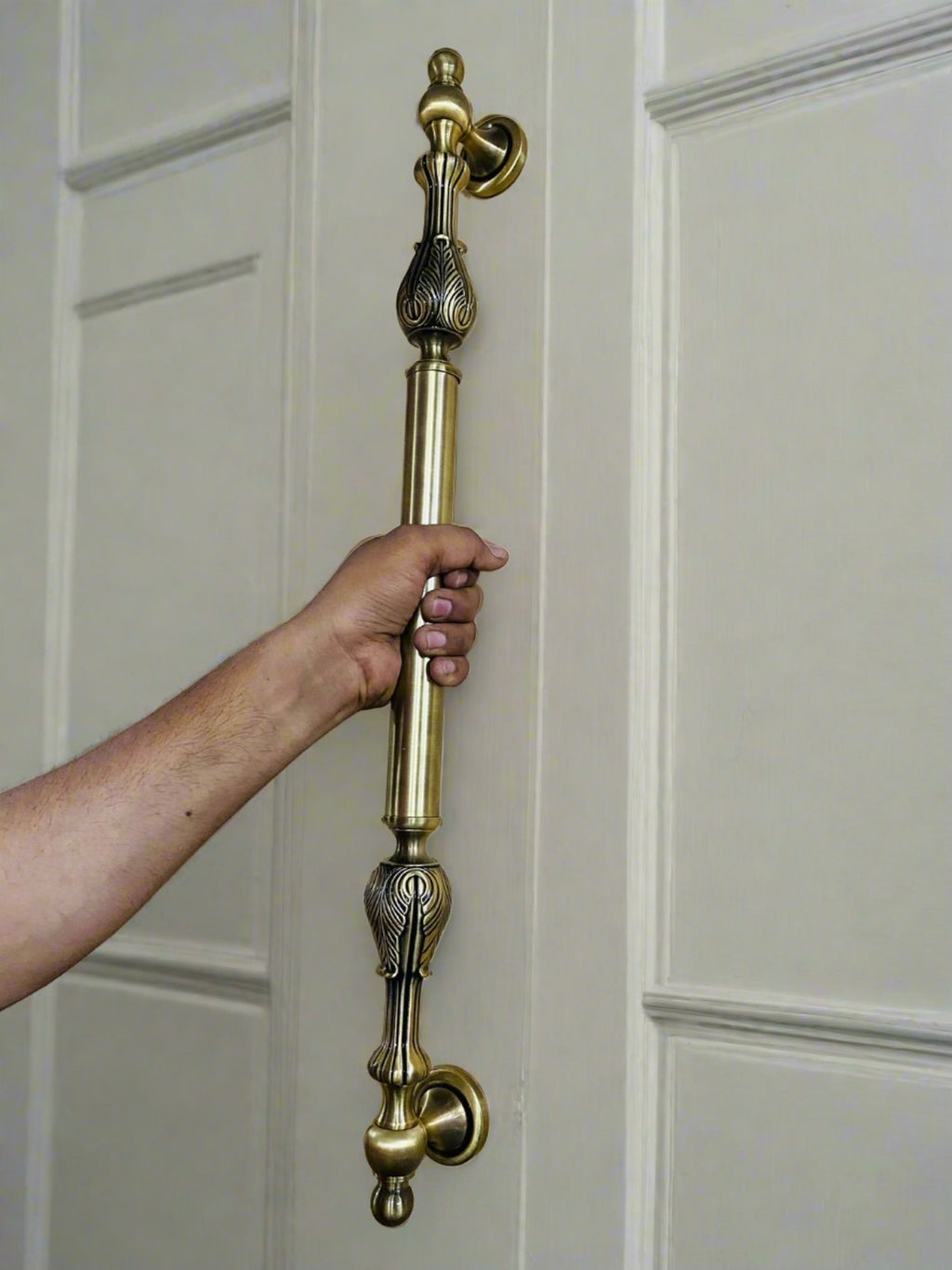 Antique Metal Door Pull Handles | Interior & Exterior | 12", 17" & 27.5" | Brass Finish By DH