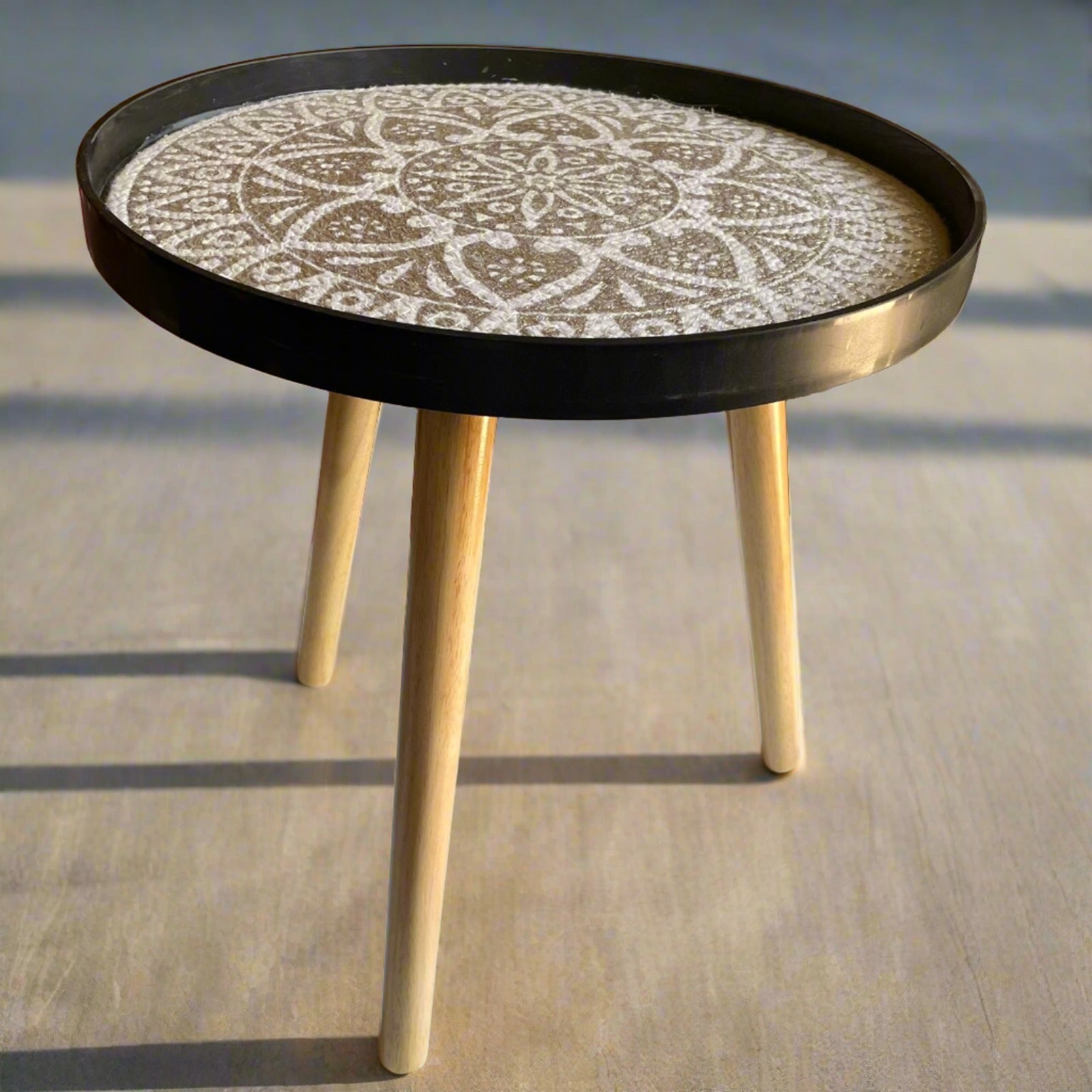 Portable Round Wooden Side Table By APT