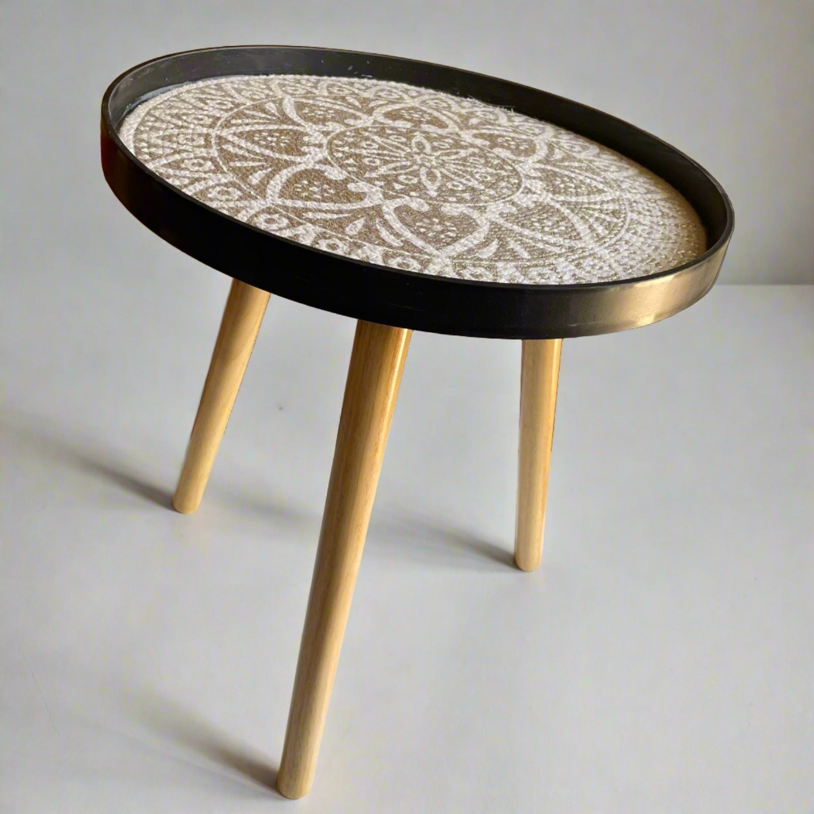 Portable Round Wooden Side Table By APT