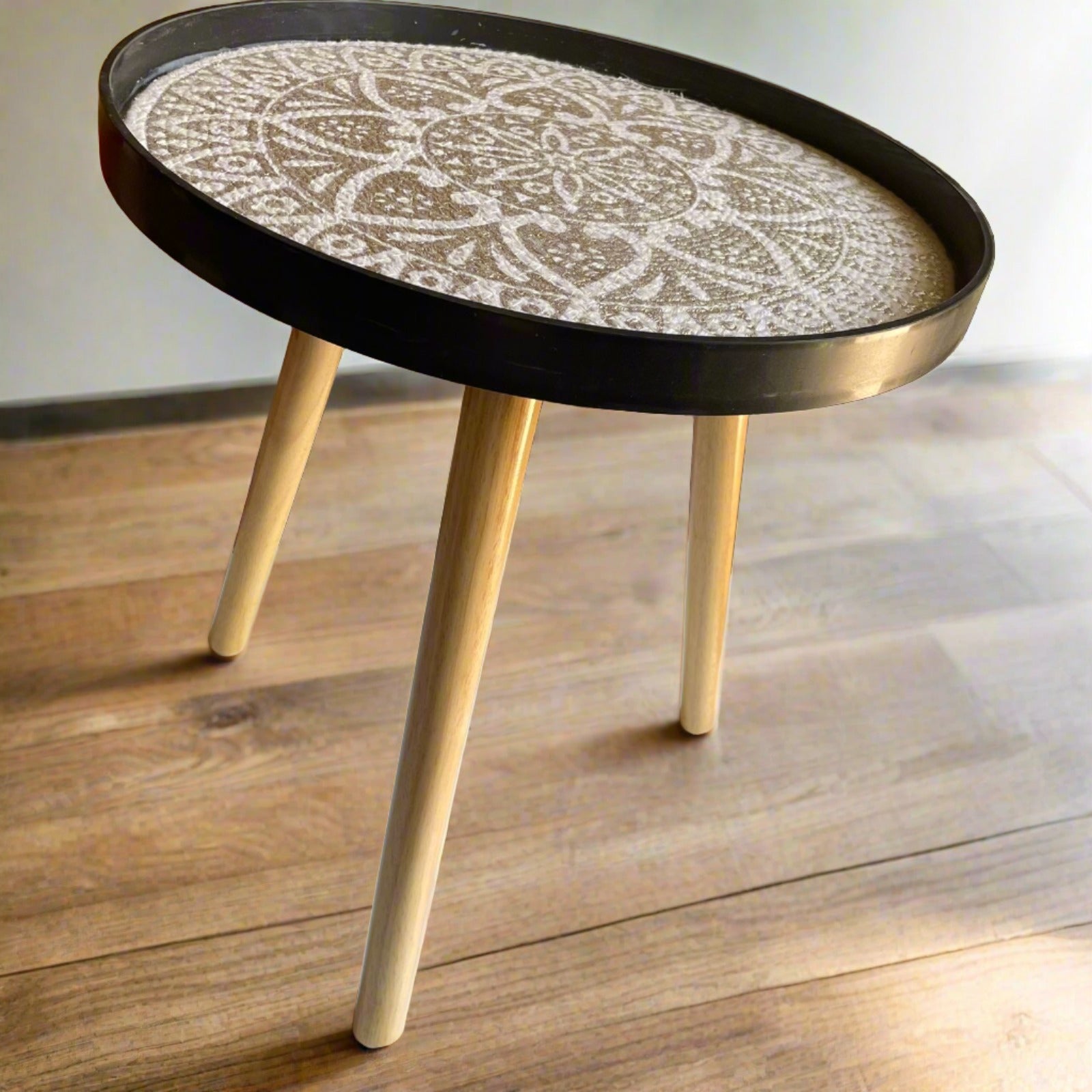 Portable Round Wooden Side Table By APT