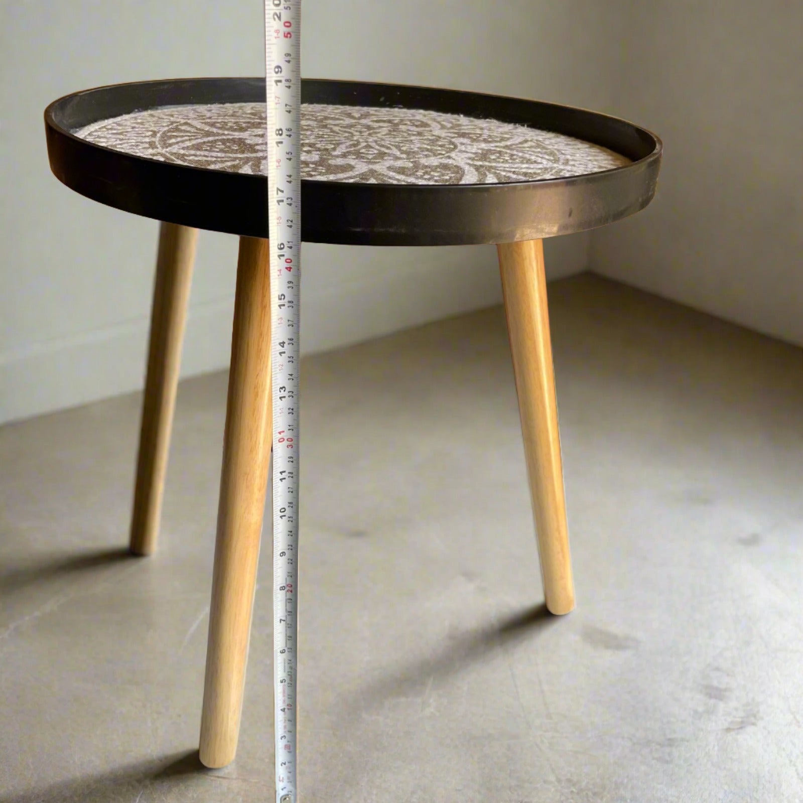 Portable Round Wooden Side Table By APT