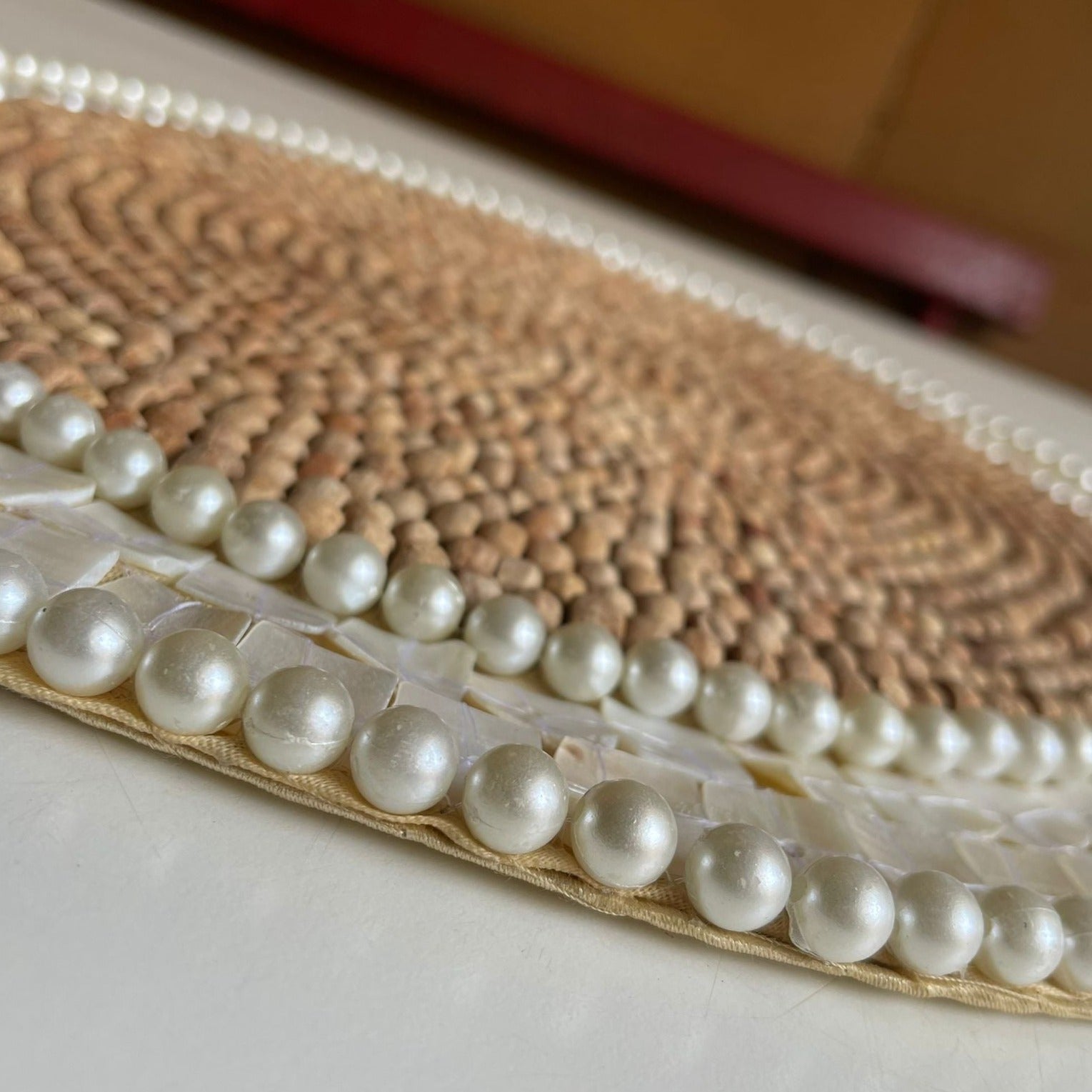 Handmade Pack Of 2 Shells & Wooden Beads Placemat For Dining & Side Table By APT