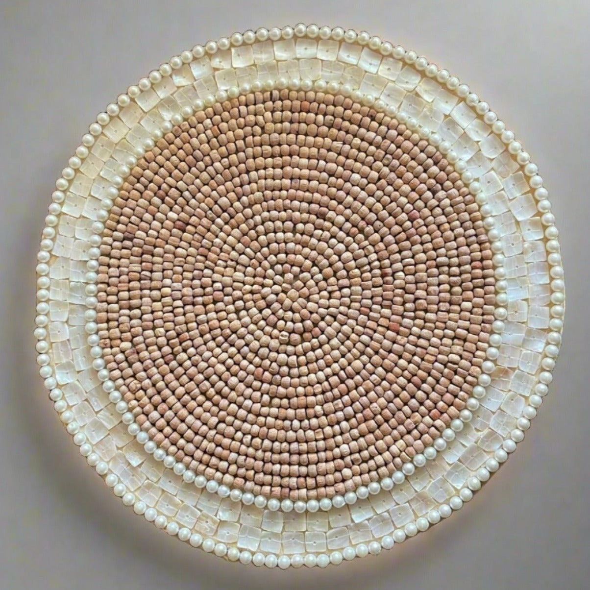 Handmade Pack Of 2 Shells & Wooden Beads Placemat For Dining & Side Table By APT