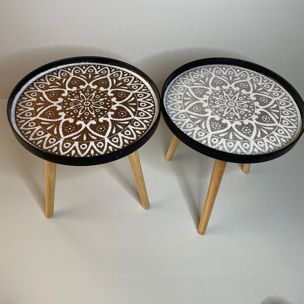 Portable Round Wooden Side Table By APT