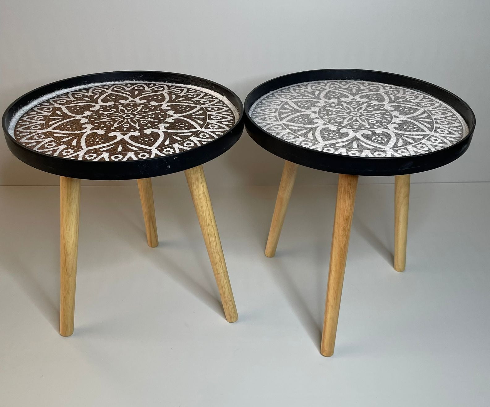Portable Round Wooden Side Table By APT
