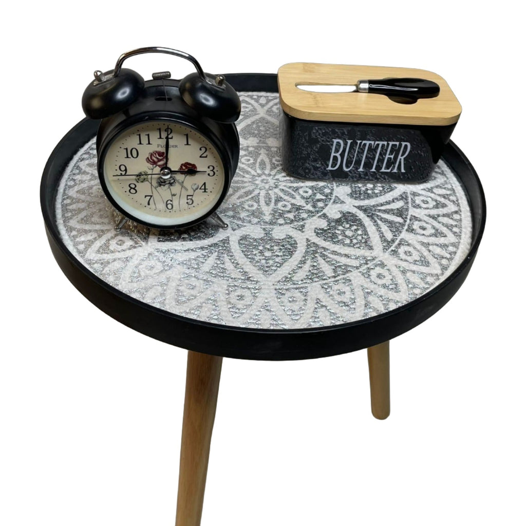 Portable Round Wooden Side Table By APT