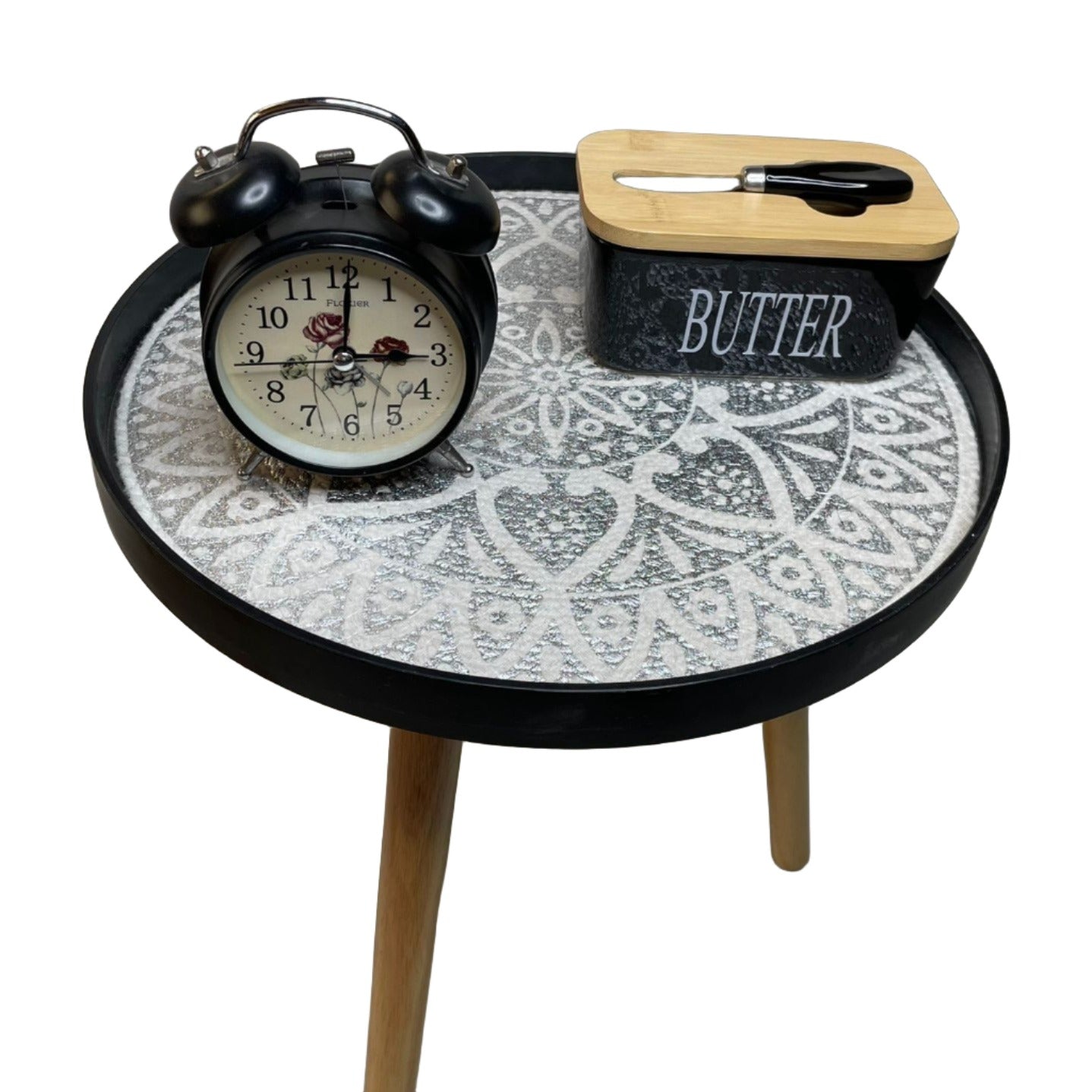 Portable Round Wooden Side Table By APT