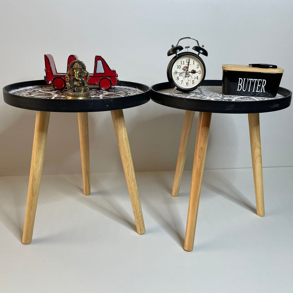 Portable Round Wooden Side Table By APT