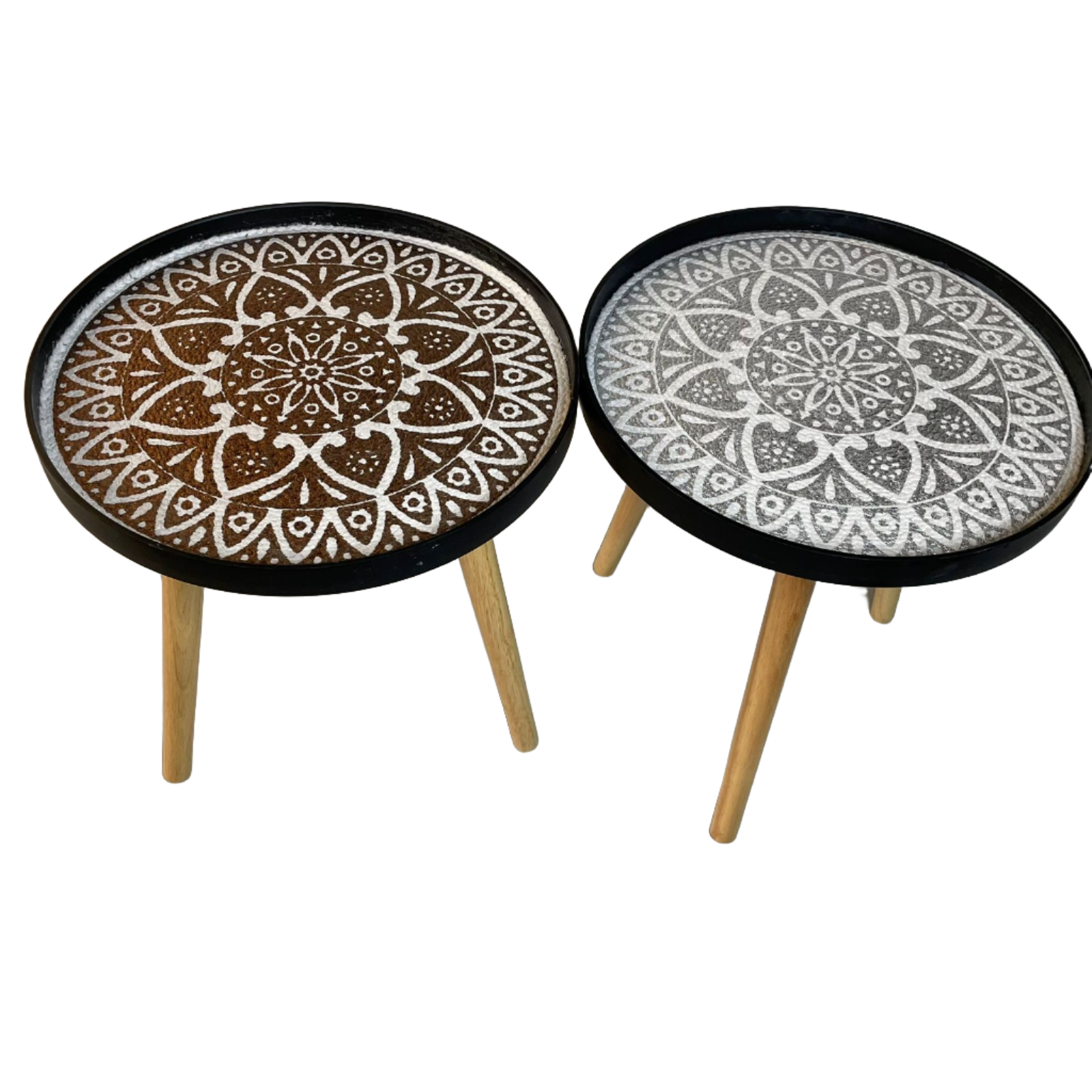 Portable Round Wooden Side Table By APT