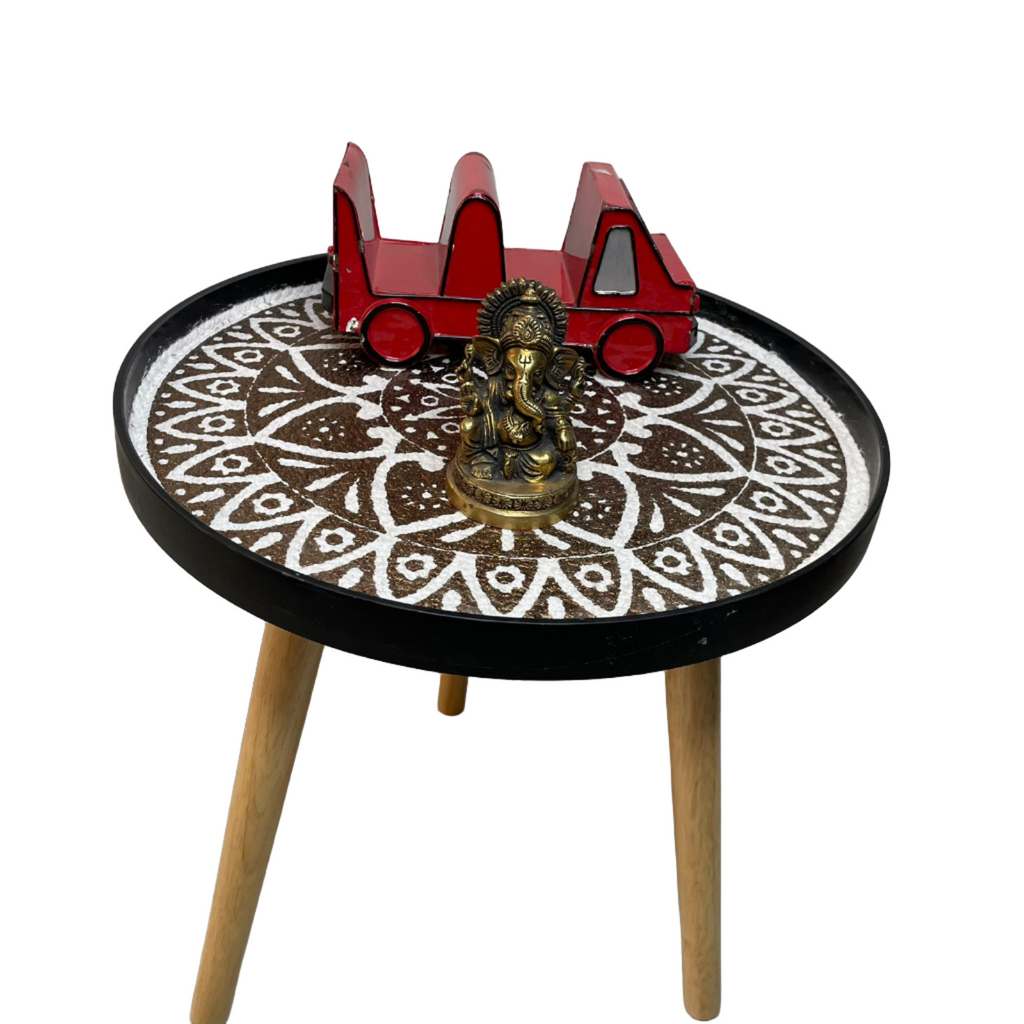 Portable Round Wooden Side Table By APT