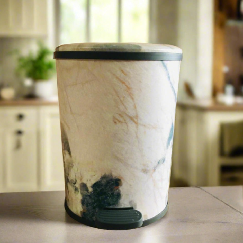 Elegant Marble Style PVC Pedal Dustbin Durable And Stylish Waste Solution By APT