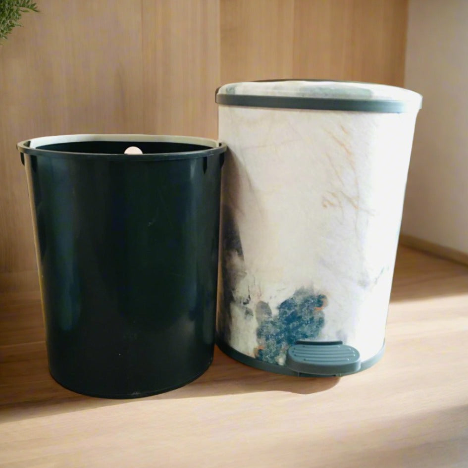 Elegant Marble Style PVC Pedal Dustbin Durable And Stylish Waste Solution By APT