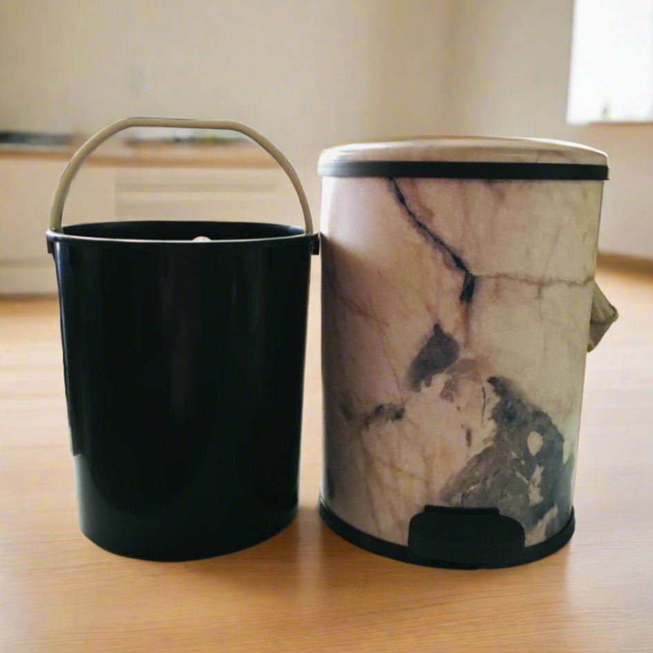 Elegant Marble Style PVC Pedal Dustbin Durable And Stylish Waste Solution By APT