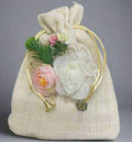 Colorful Flower Embellishment On Jute Potli Shagun Pouch For Gifting 1PC