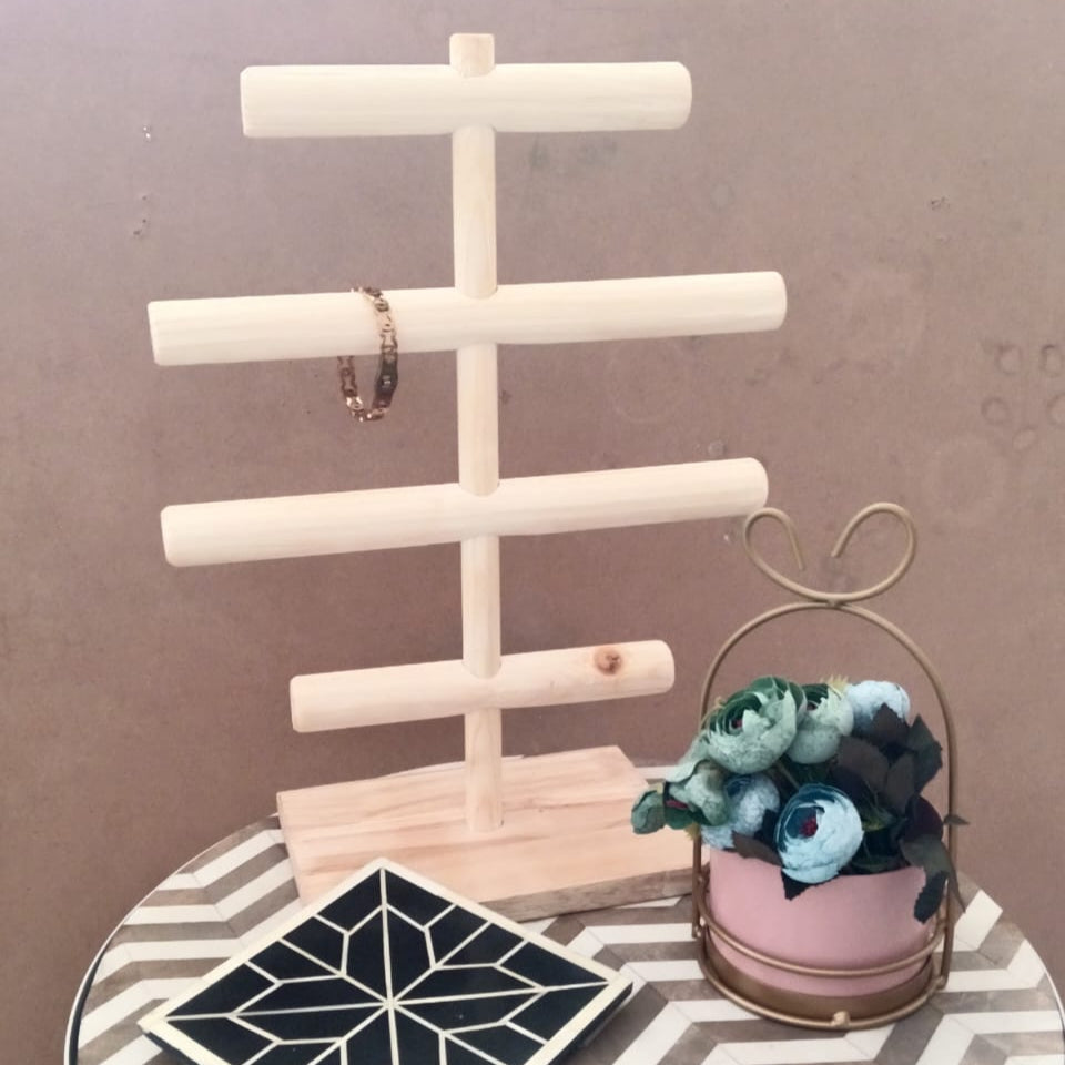 Wooden Handmade Portable Jewellery Stand By Miza