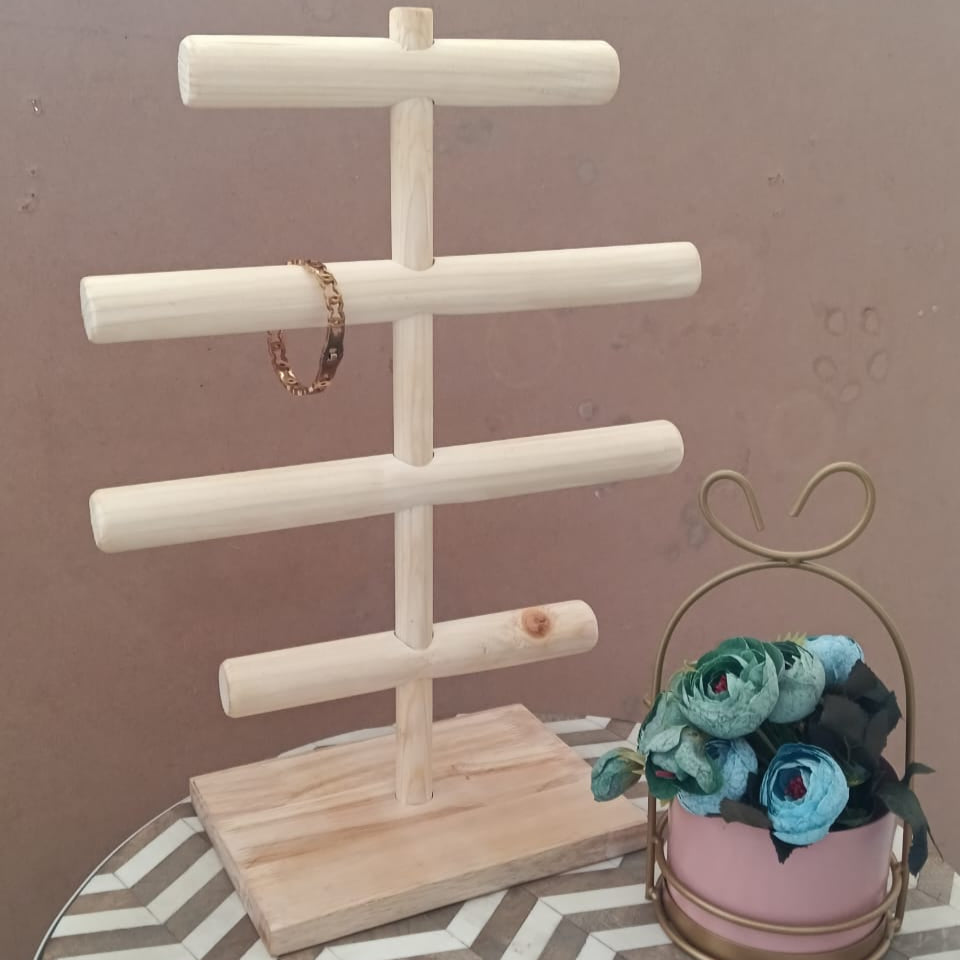 Wooden Handmade Portable Jewellery Stand By Miza