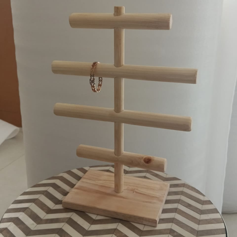 Wooden Handmade Portable Jewellery Stand By Miza