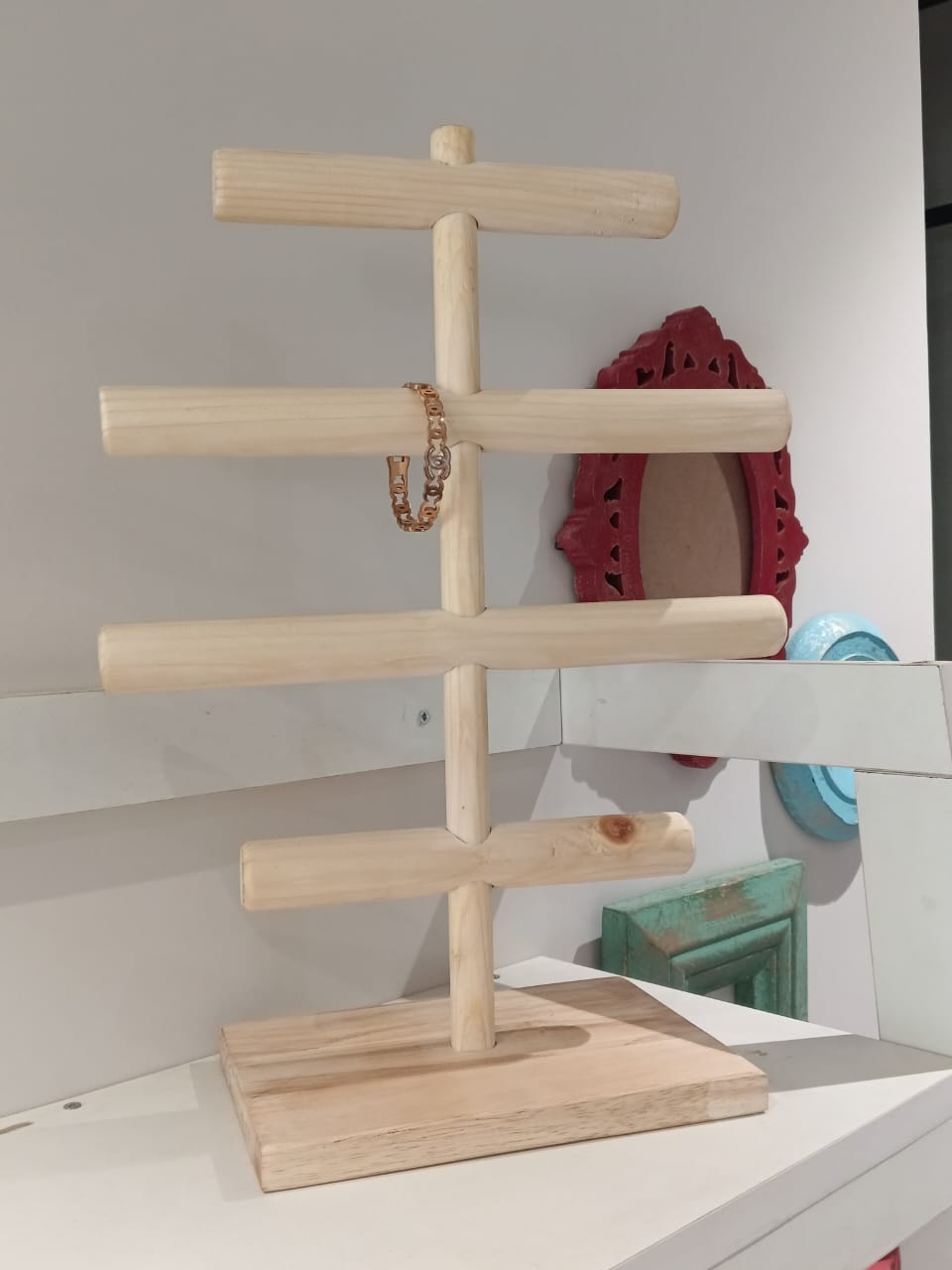 Wooden Handmade Portable Jewellery Stand By Miza