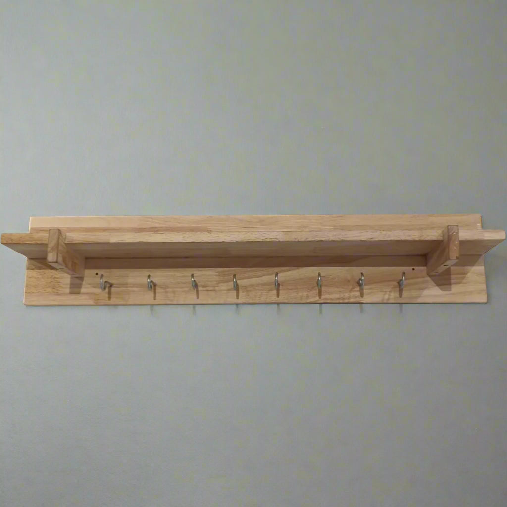A Minimalist Shelf Coat Rack / Wall Mounted Floating Rack With Hooks By Miza