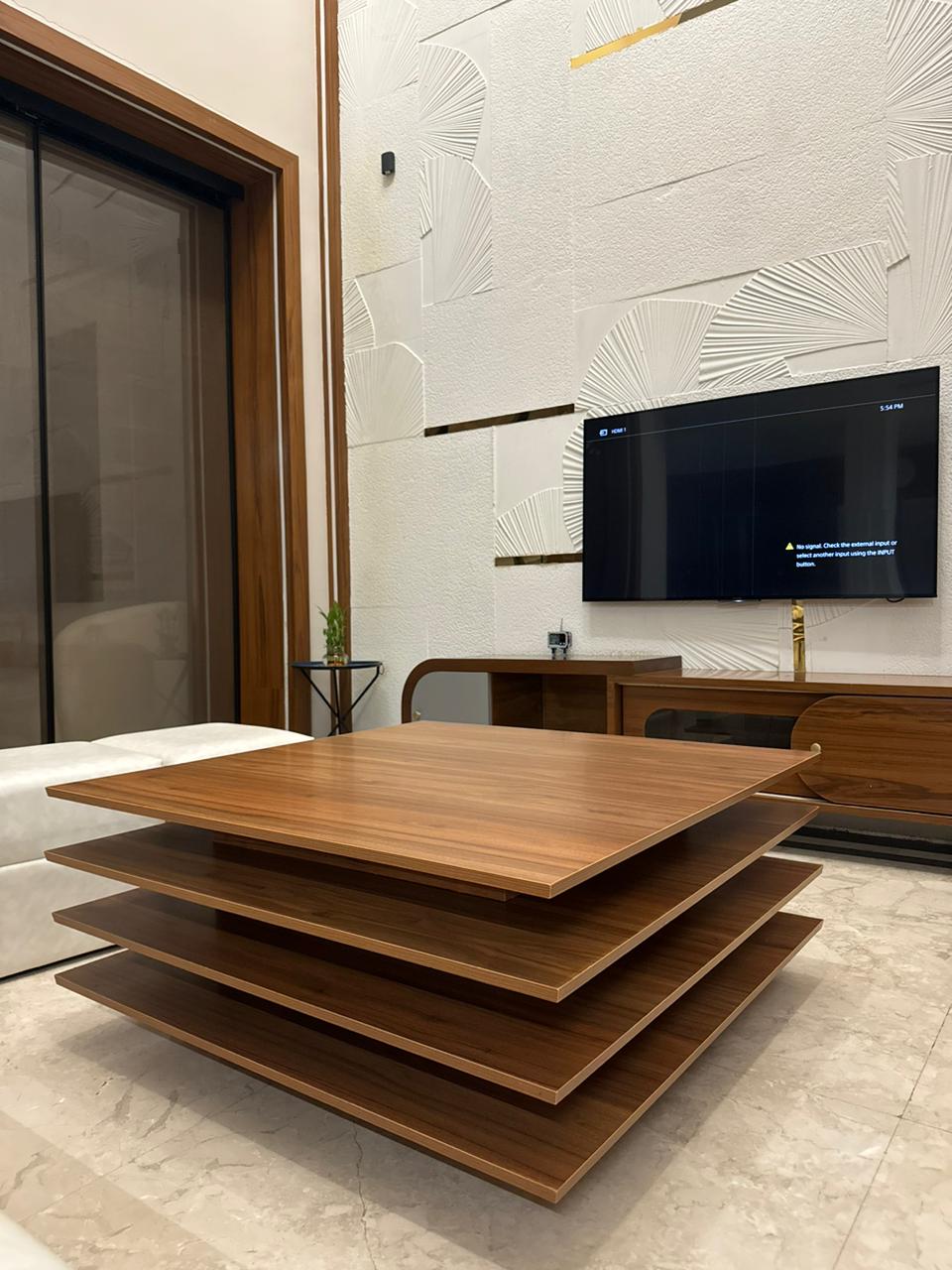 Mid-Century Modern 32" Square Wood Combination Coffee Table, for Living Room By Miza