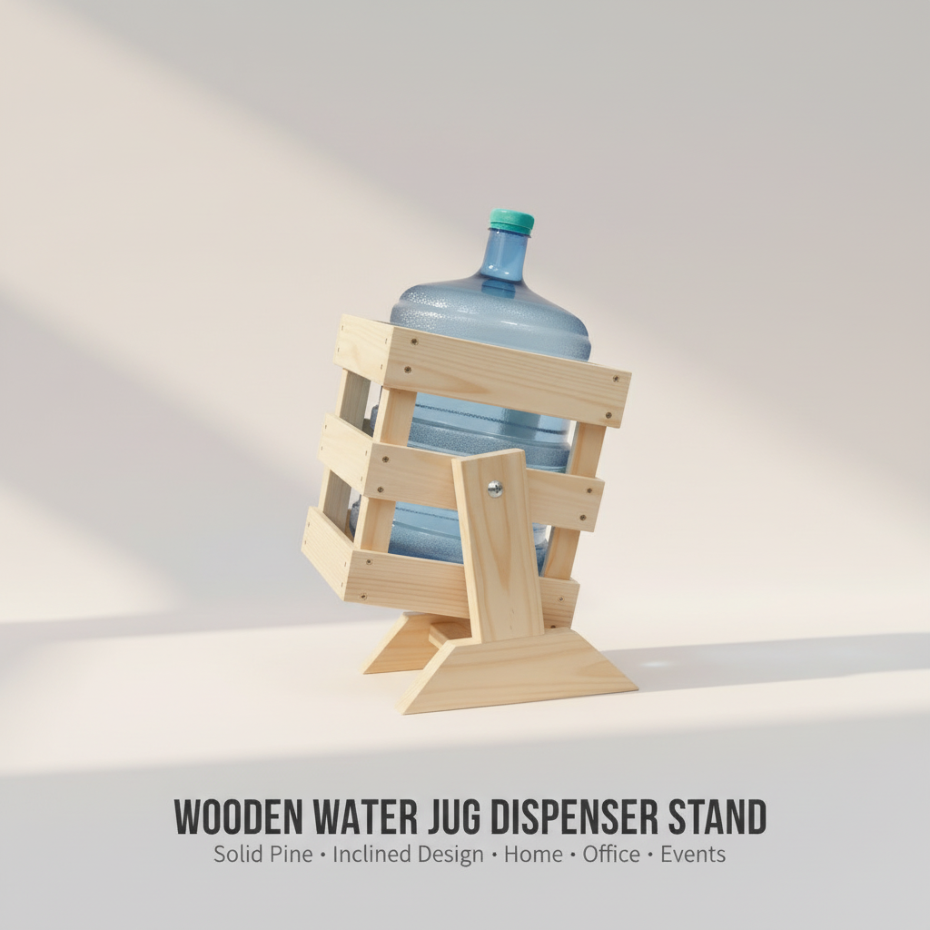 Wooden Water Jug Dispenser Stand / Bisleri 20 Liters Bottle Holder By Miza