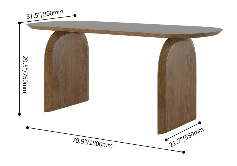 Oval Solid Wood Dining Table With Sturdy Pedestals