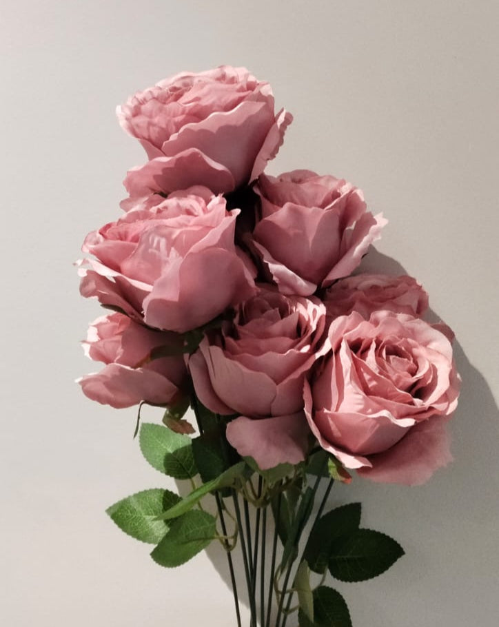 Artificial Flowers of 9 Roses Bunch Natural Home Decoration Flower Stick 1 Bunch