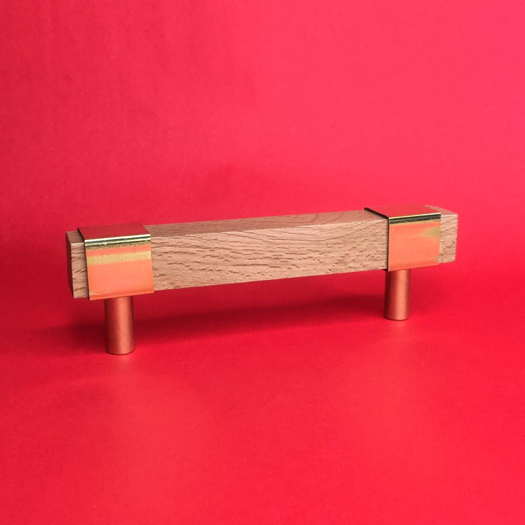 Stylish Modern Wooden Door Handle & Drawer Handle With Gold Antique Brass 1PC By MUC