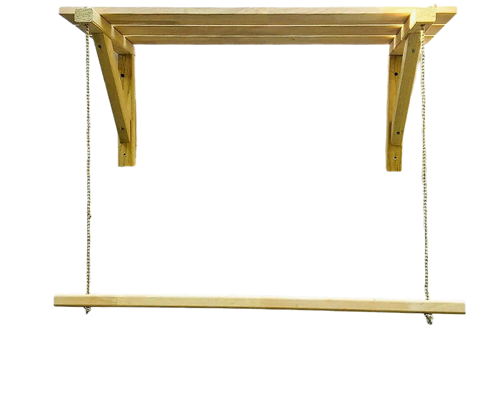 Wooden Bracket Shelf With Hanging Rope/Timber Clothes Rack By Miza