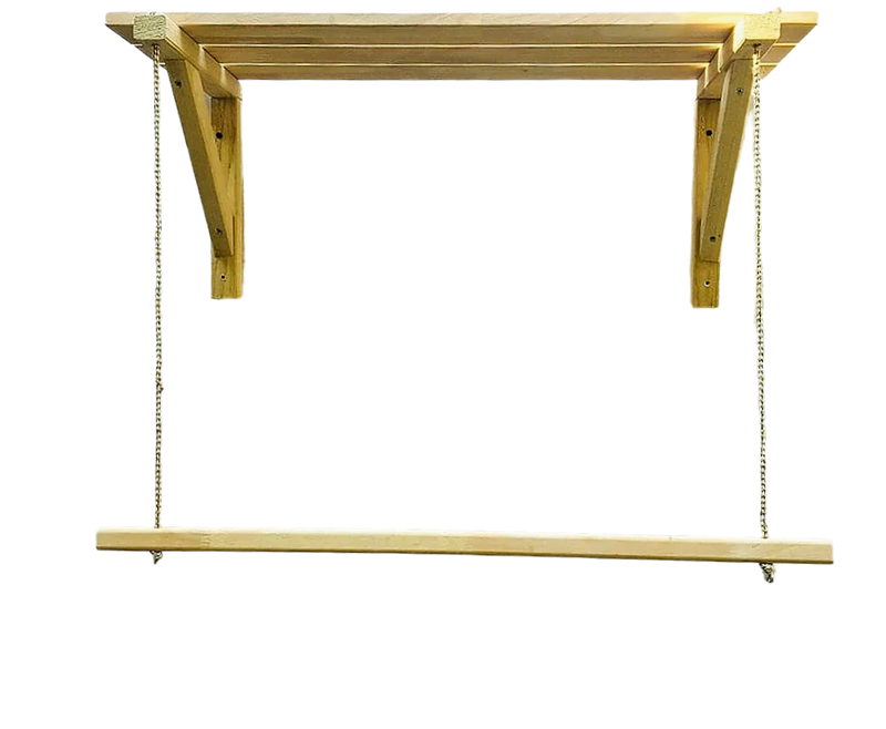 Wooden Bracket Shelf With Hanging Rope/Timber Clothes Rack By Miza