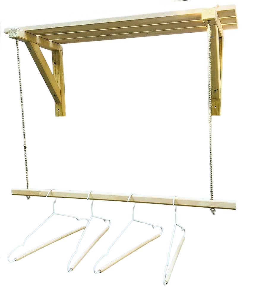 Wooden Bracket Shelf With Hanging Rope/Timber Clothes Rack By Miza
