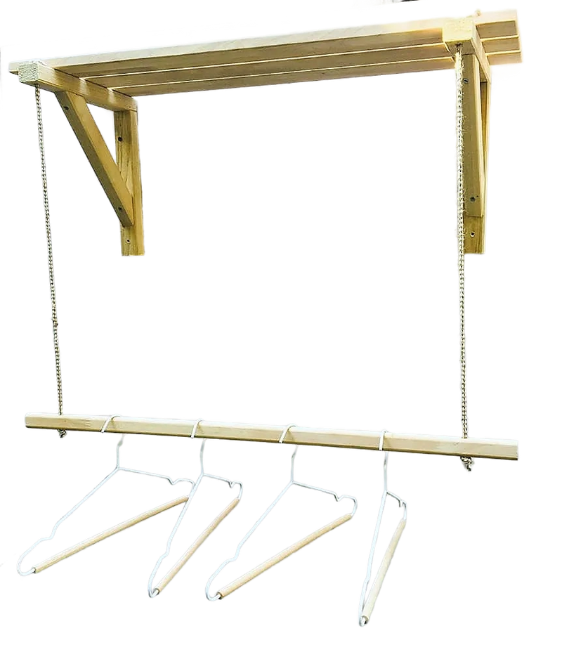 Wooden Bracket Shelf With Hanging Rope/Timber Clothes Rack By Miza