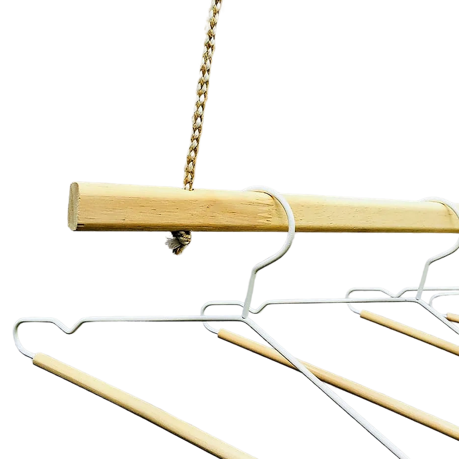 Wooden Bracket Shelf With Hanging Rope/Timber Clothes Rack By Miza