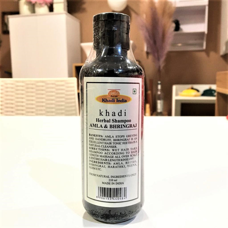 Khadi India Pack of 2 Herbal Shampoo Amla & Bhringraj Natural Ingredients 210ml