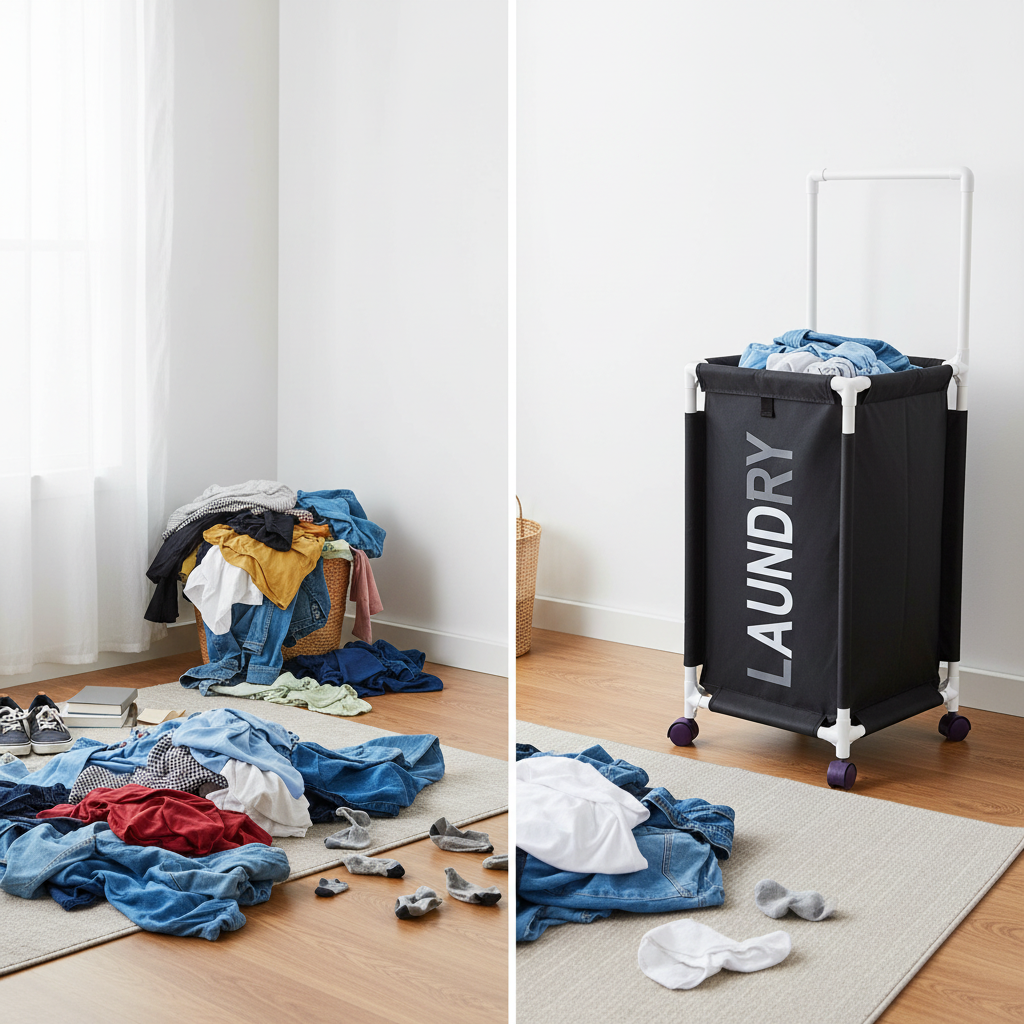 Foldable Laundry Hamper Basket With Handle & Wheels | Oxford Cloth | 2 Sizes | By APT