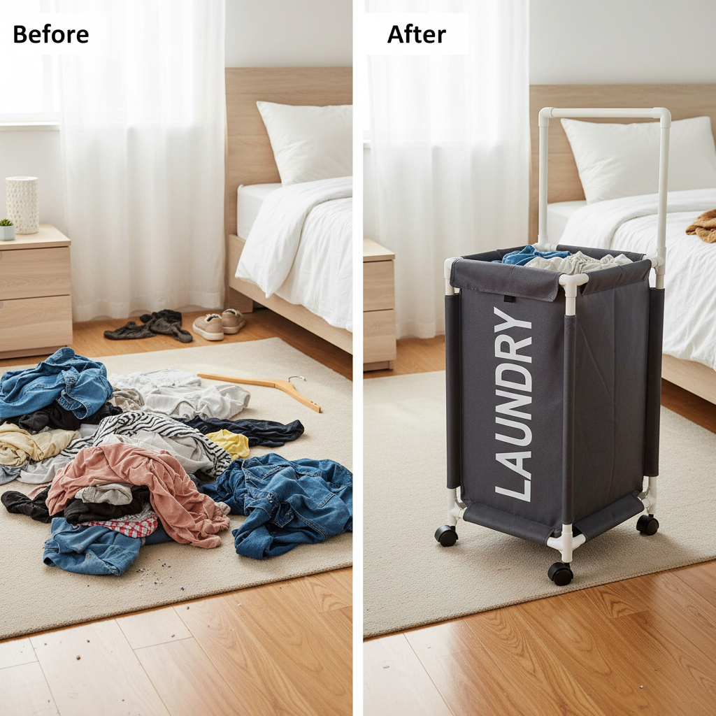Foldable Laundry Hamper Basket With Handle & Wheels | Oxford Cloth | 2 Sizes | By APT
